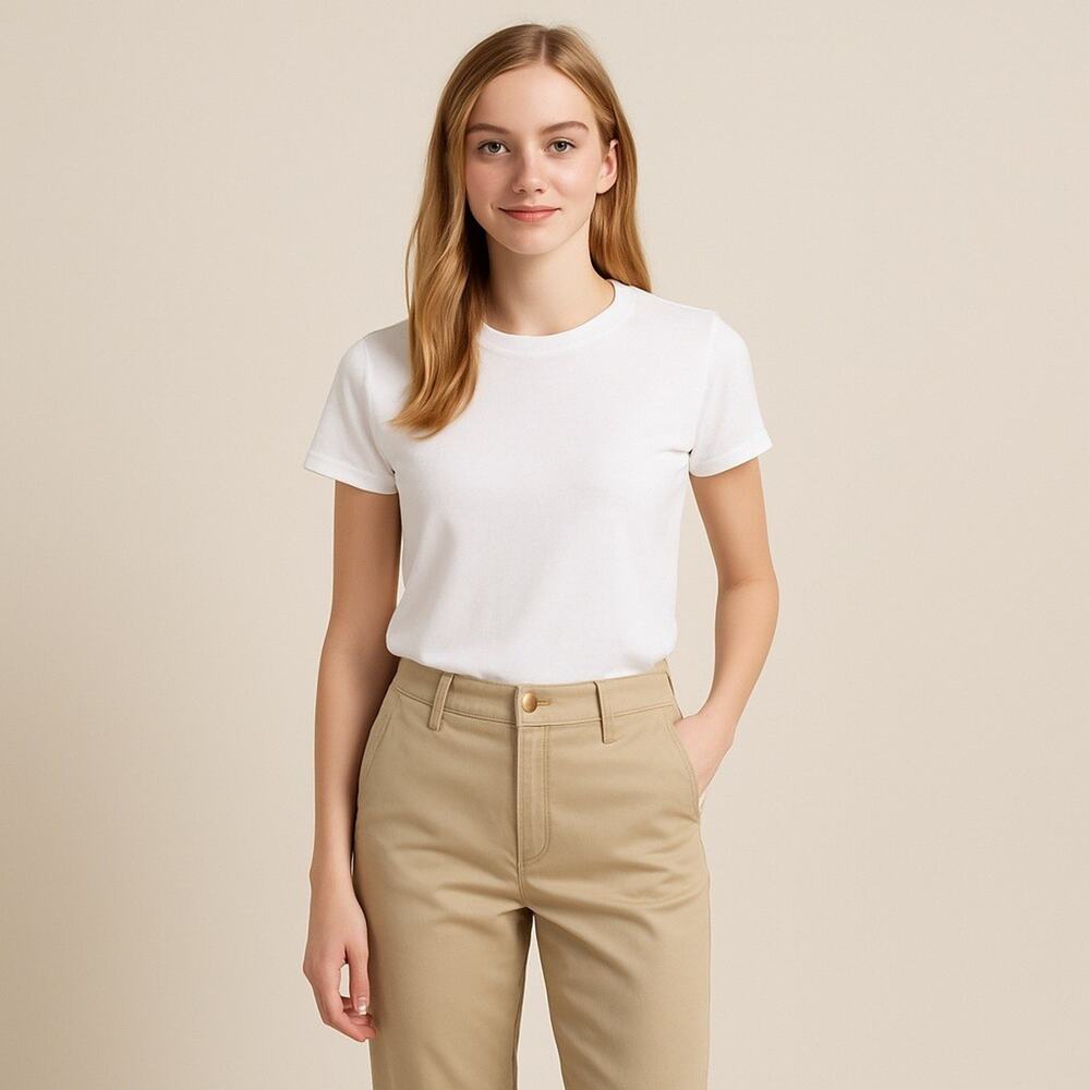 Lauren Ralph Lauren Sz 4 Woman Khaki Chino Straight Pants Cotton Classic Preppy